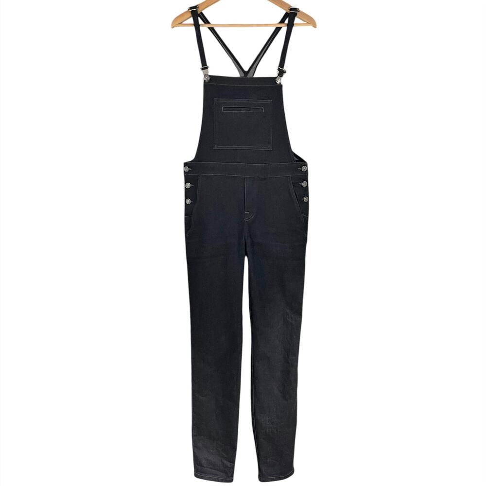 7 FOR ALL MANKIND Dark Wash Skinny Strap Overalls Size S Black/Dark Navy